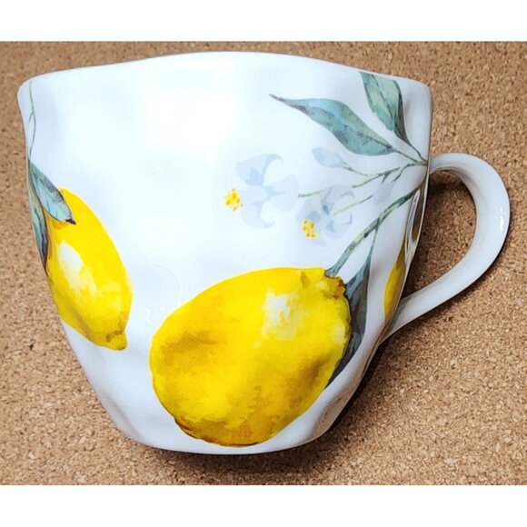 Grace Fine Porcelain Lemon Flower Textured Tea Cup Coffee Mug 6 oz Teaware - Picture 2 of 6